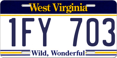 WV license plate 1FY703