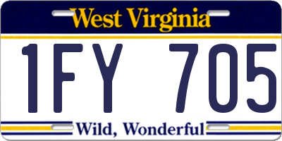 WV license plate 1FY705