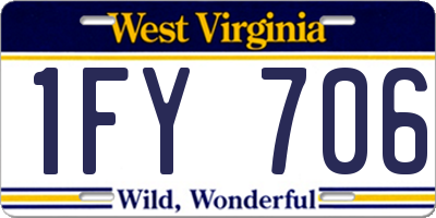WV license plate 1FY706