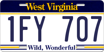 WV license plate 1FY707