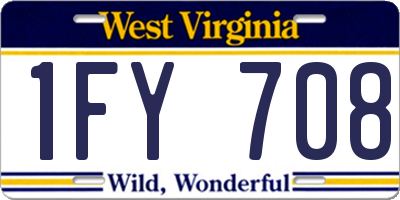 WV license plate 1FY708
