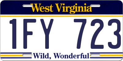WV license plate 1FY723