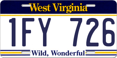 WV license plate 1FY726