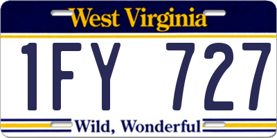 WV license plate 1FY727