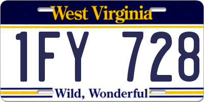 WV license plate 1FY728