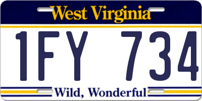 WV license plate 1FY734