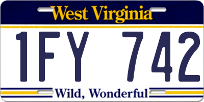 WV license plate 1FY742