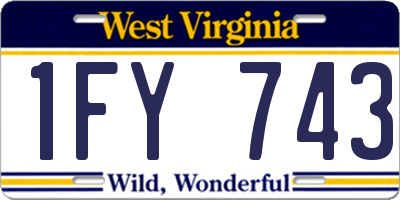 WV license plate 1FY743