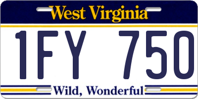 WV license plate 1FY750