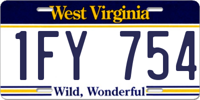 WV license plate 1FY754