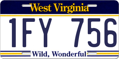 WV license plate 1FY756