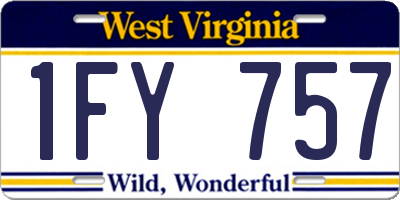 WV license plate 1FY757