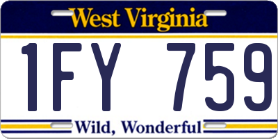 WV license plate 1FY759