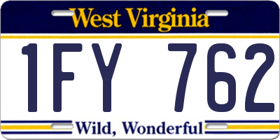 WV license plate 1FY762
