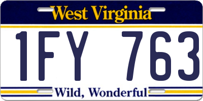 WV license plate 1FY763