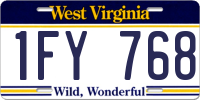 WV license plate 1FY768