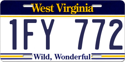 WV license plate 1FY772