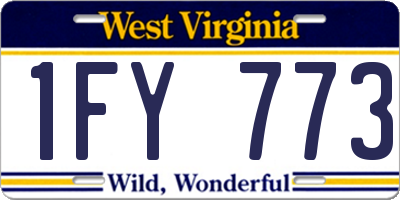 WV license plate 1FY773