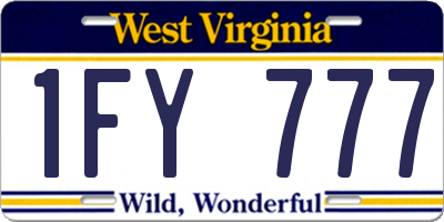 WV license plate 1FY777