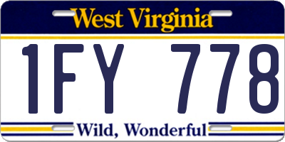 WV license plate 1FY778