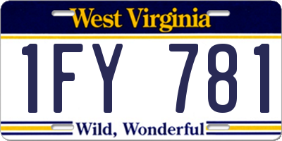 WV license plate 1FY781