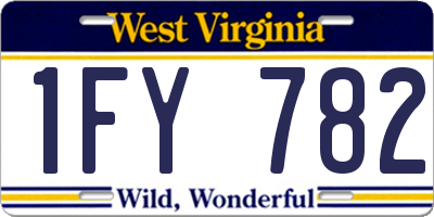 WV license plate 1FY782