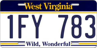 WV license plate 1FY783