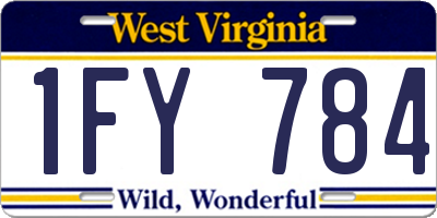 WV license plate 1FY784