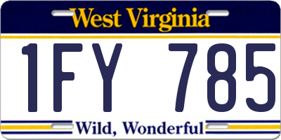 WV license plate 1FY785