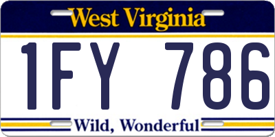 WV license plate 1FY786