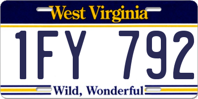 WV license plate 1FY792