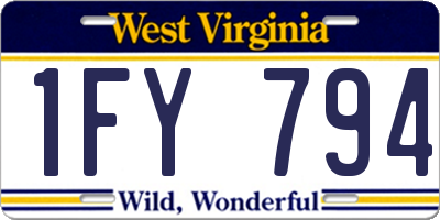 WV license plate 1FY794