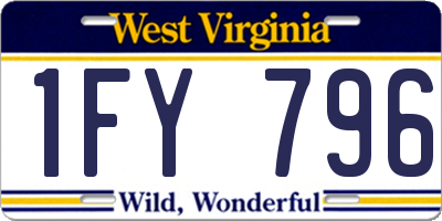 WV license plate 1FY796