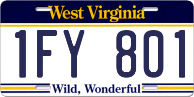 WV license plate 1FY801