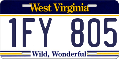 WV license plate 1FY805