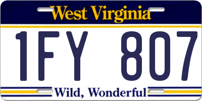 WV license plate 1FY807