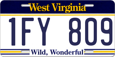 WV license plate 1FY809