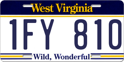WV license plate 1FY810