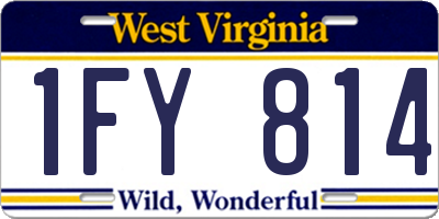 WV license plate 1FY814