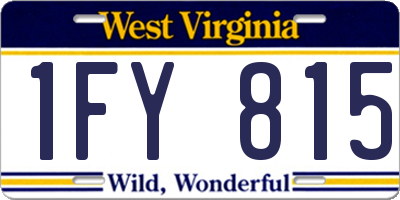 WV license plate 1FY815