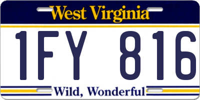 WV license plate 1FY816