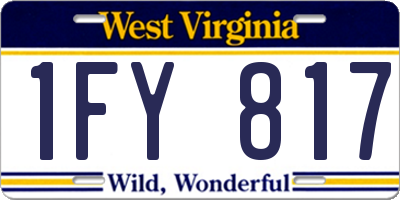 WV license plate 1FY817