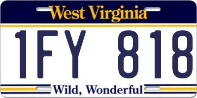 WV license plate 1FY818