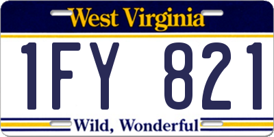 WV license plate 1FY821