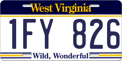 WV license plate 1FY826