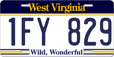WV license plate 1FY829