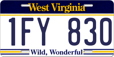 WV license plate 1FY830