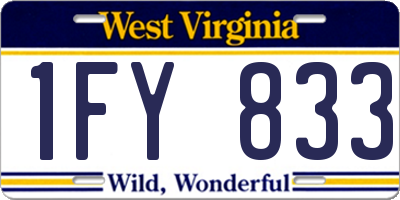 WV license plate 1FY833