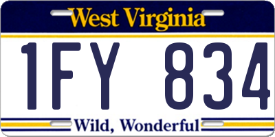 WV license plate 1FY834