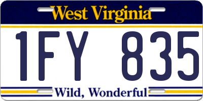WV license plate 1FY835